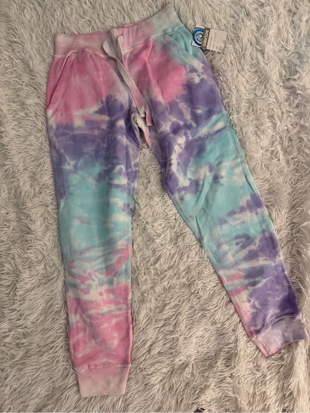 Colortone Cotton Candy Tie Dye Joggers Size S NWT